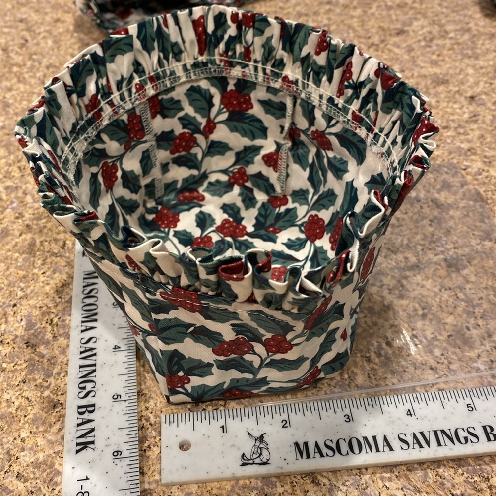 5 Longaberger Traditional Holly Fabric Basket Liners Possibly For Thyme, Bread - Picture 7 of 17